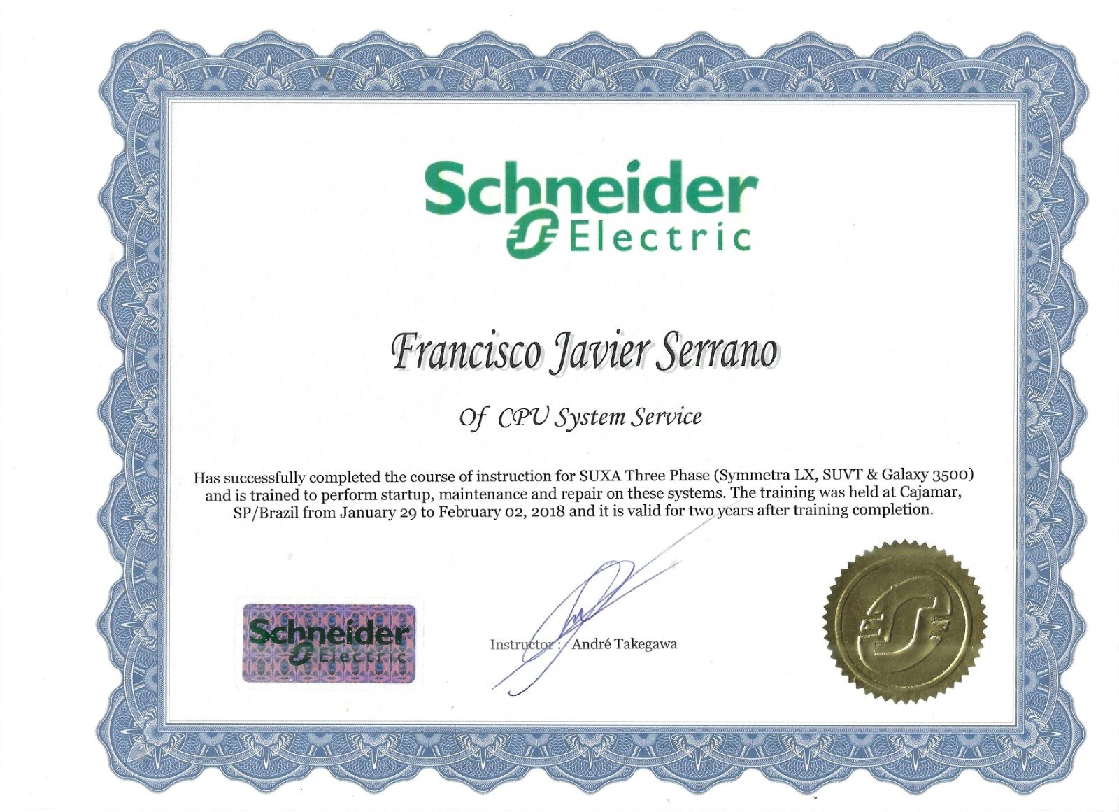 Certificación SUXA Three Phase